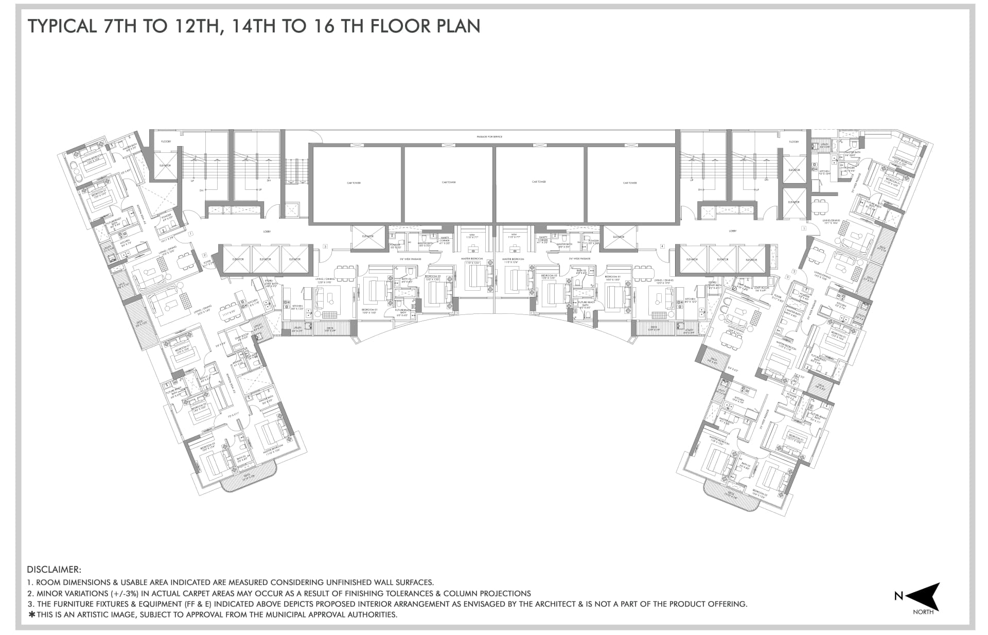 7th to 12th, 14th to 16th Floor