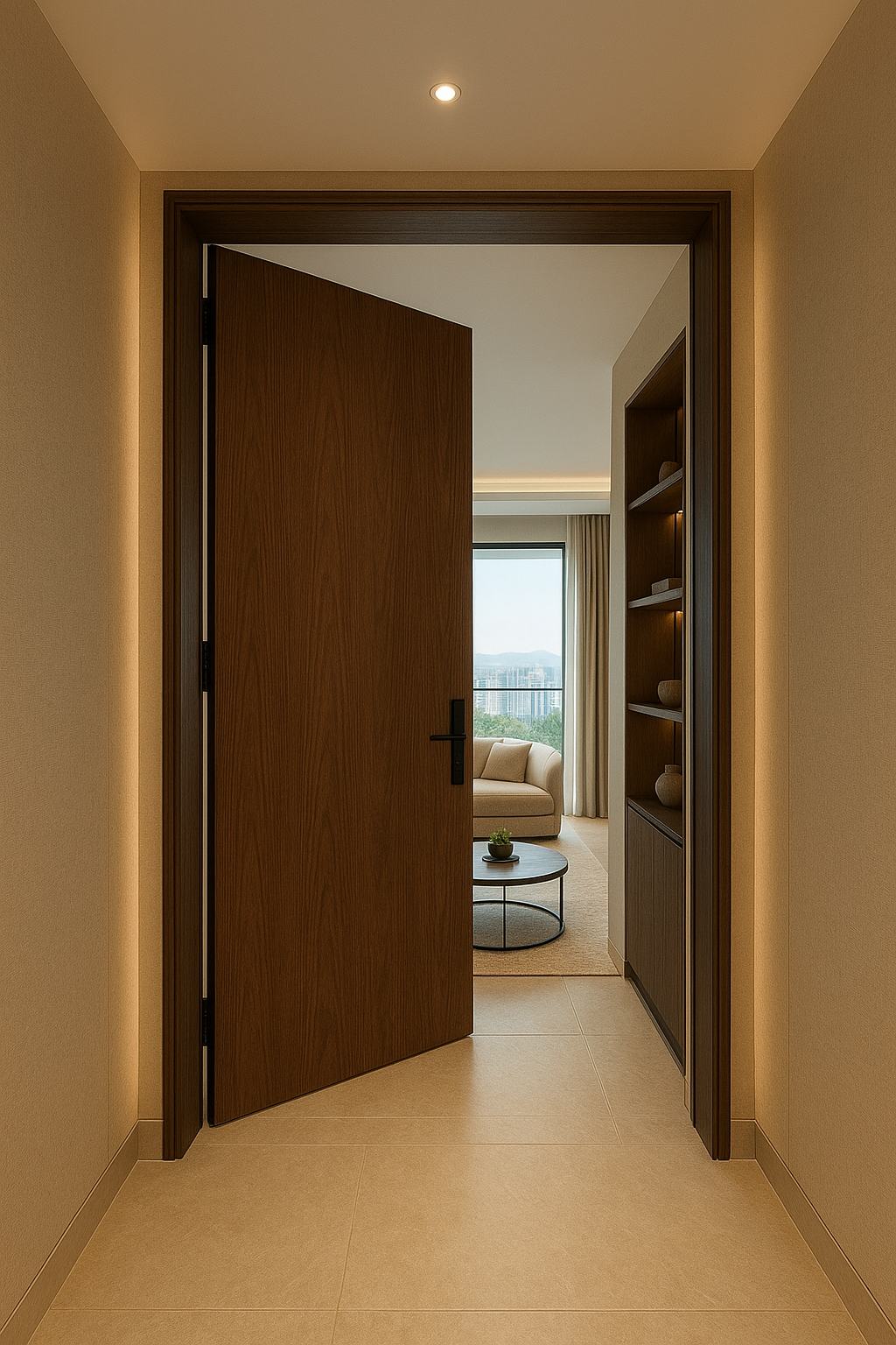 The main door's opening pattern