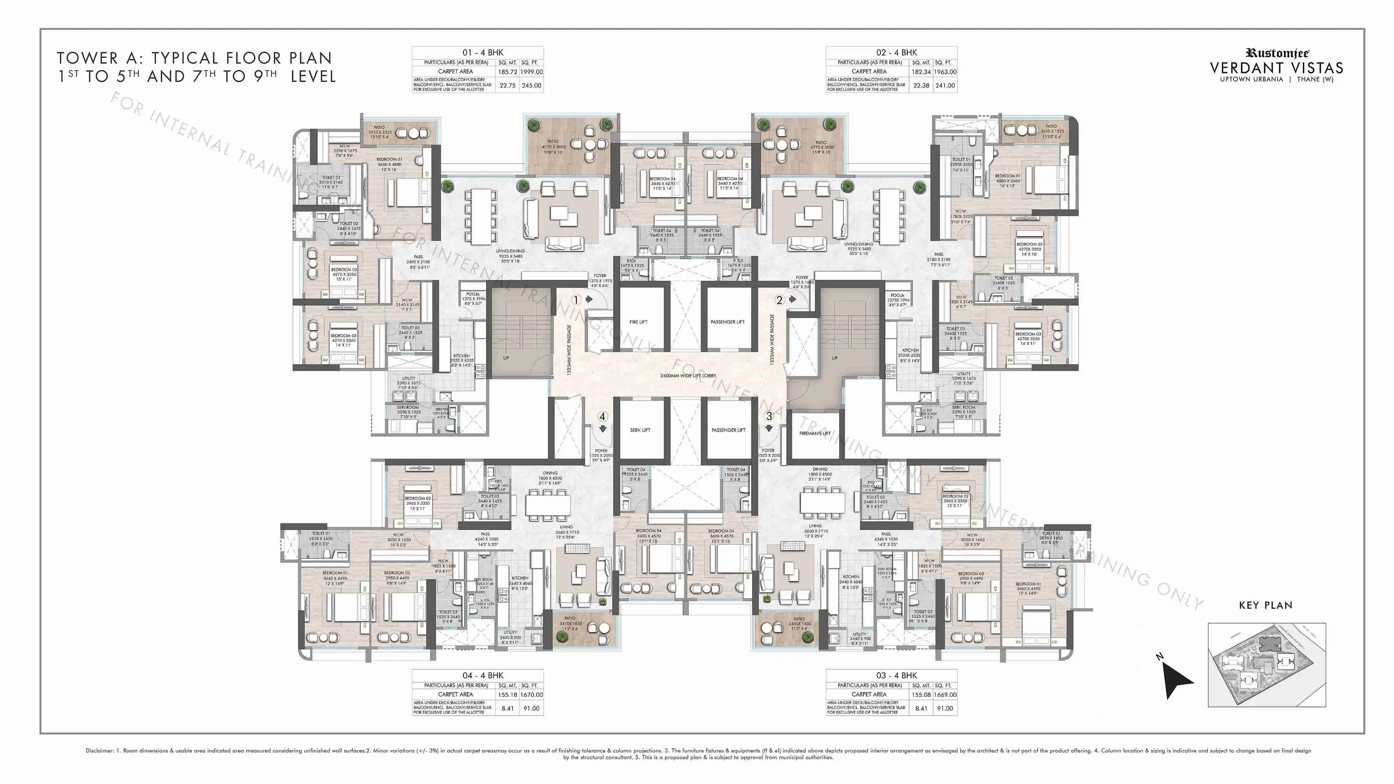 Wing A - Typical Floor Plan - 1st to 5th & 7th to 9th